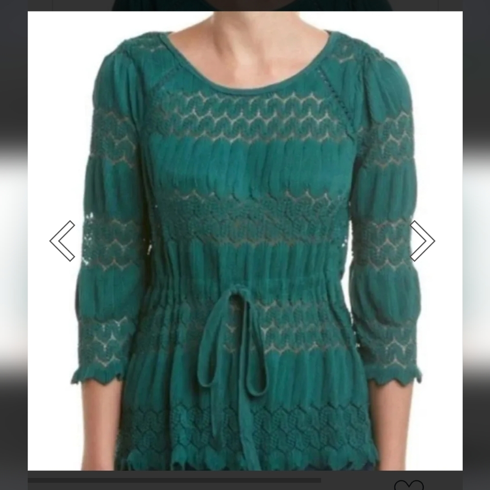 Free People 1698 Teal Lace Top